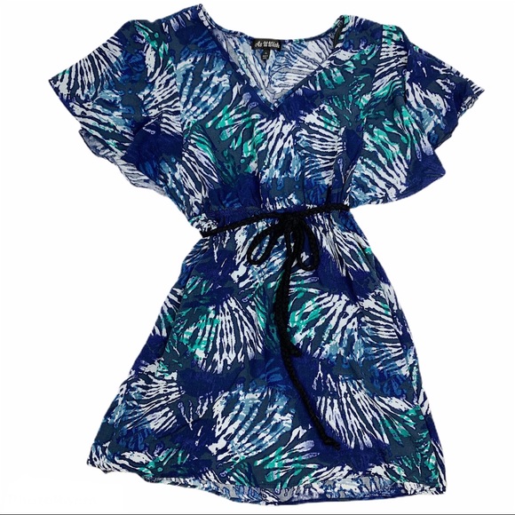 As U Wish Dresses & Skirts - As U Wish‎ Tie-Dye Flutter Sleeve Mini Dress Tunic